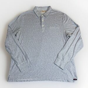 Faherty Shirt Men XL Blue Madaket Striped Long Sleeve Polo Movement Cotton Blend